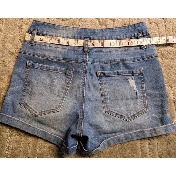 Refuge High Rise Denim Shorties Shorts WOMENS 6 Bluejean Cheeky Beach Summer - Picture 8 of 9